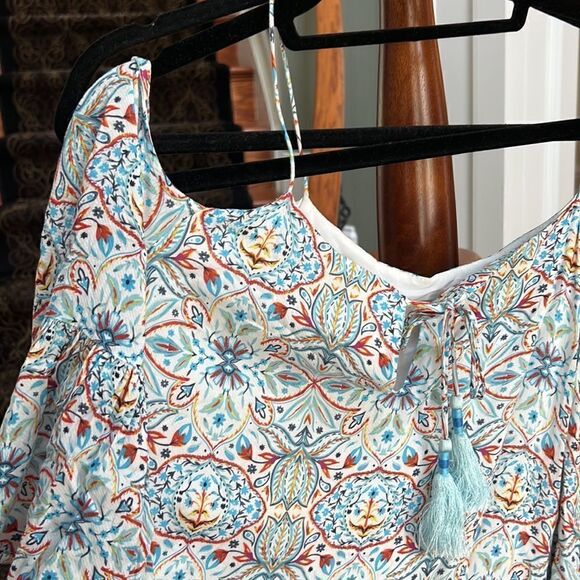 Cooper and Ella midi cold shoulder floral dress size lg - Picture 4 of 9